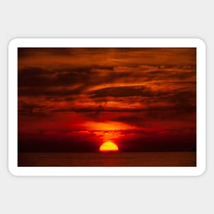 Sunset, clouds, sea, fiery red sky, Germany Sticker